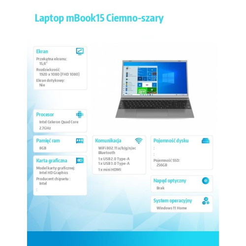 Laptop mBook15 Ciemno-szary -8001918