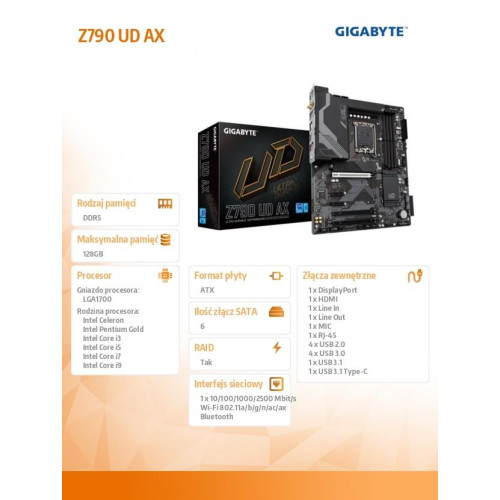 Płyta główna Z790 UD AX s1700 4DDR5 s1700 USB/DP ATX -8001919