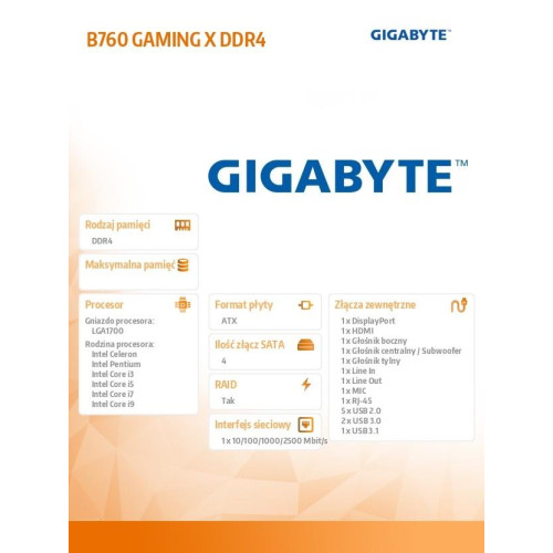 Płyta główna B760 GAMING X s1700 DDR4 ATX -8001955