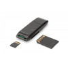 Czytnik kart 2-portowy USB 2.0 HighSpeed SD/Micro SD, kompaktowy, czarny-803326