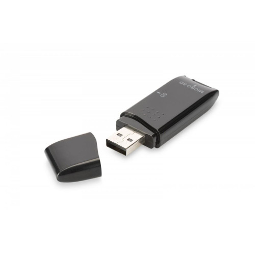 Czytnik kart 2-portowy USB 2.0 HighSpeed SD/Micro SD, kompaktowy, czarny-803329