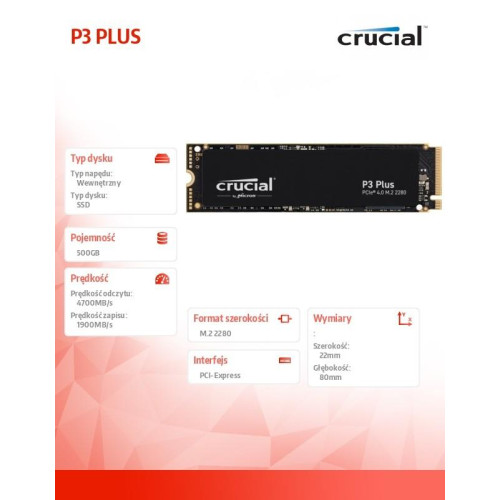 Dysk SSD P3 PLUS 500GB M.2 NVMe 2280 PCIe 4.0 4700/1900-8062315