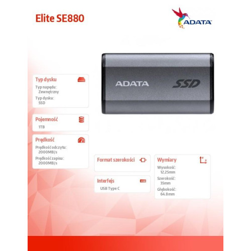 Dysk zewnętrzny SSD SE880 1TB USB3.2A/C Gen2x2-8062483