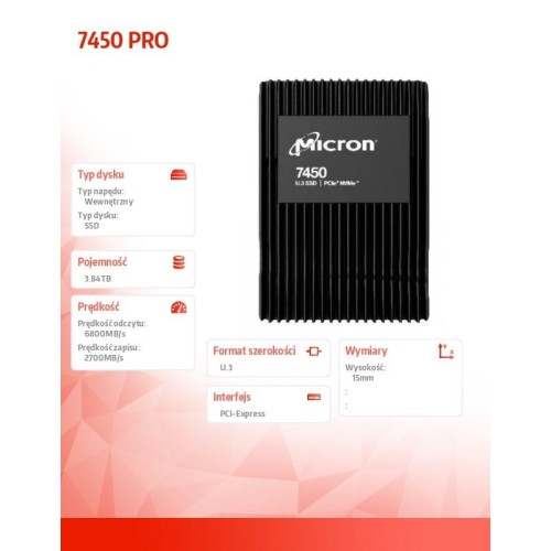 Dysk SSD 7450 PRO 3840GB NVMe U.3 15mm Single Pack-8062674