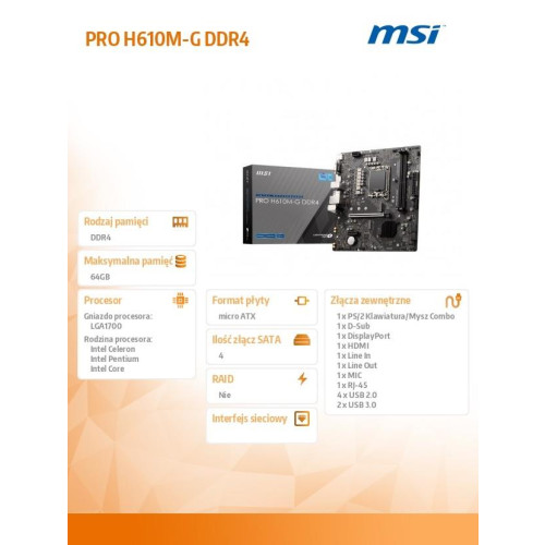 Płyta główna PRO H610M-G s1700 DDR4 DP/HDMI M.2 mATX -8062717
