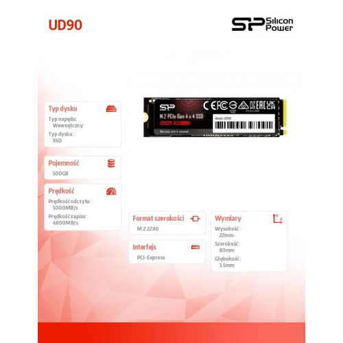 Dysk SSD UD90 500GB PCIe M.2 2280 NVMe Gen 4x4 5000/4800 MB/s -8062762