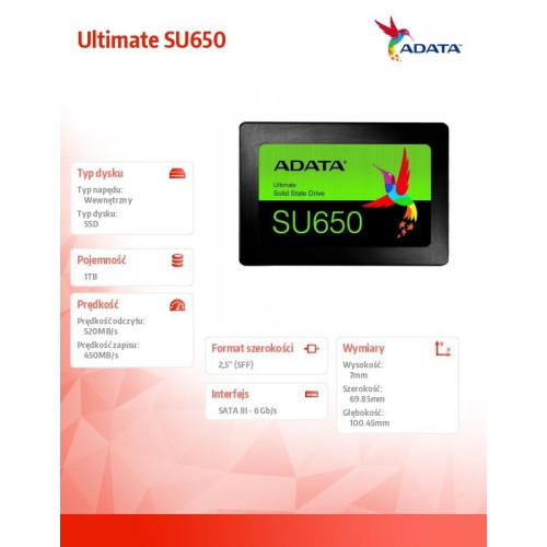 Dysk SSD Ultimate SU650 1TB 2.5 cala S3 3D TLC Retail -8062910