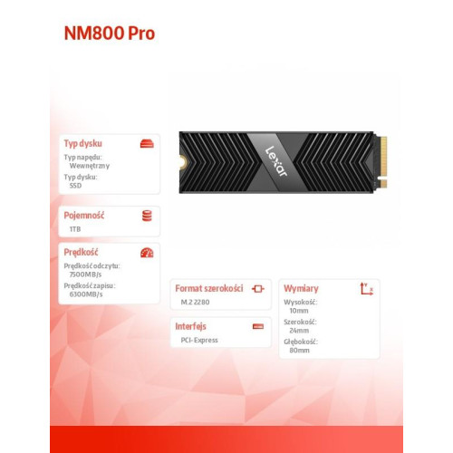 Dysk SSD NM800 Pro Radiator 1TB NVMe 7500/6300MB/s-8063758