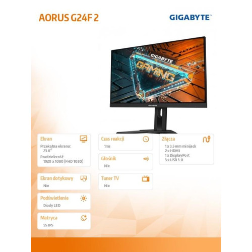 Monitor 23.8 cala AORUS G24F 2 1ms/12MLN:1/GAMING/HDMI-8063782