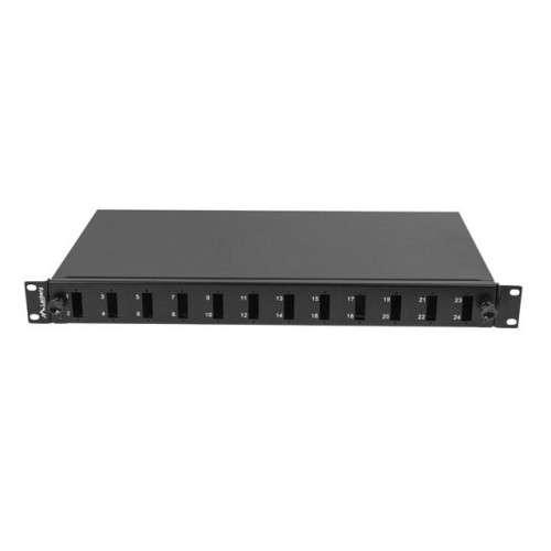 Przełącznica światłowodowa 12XSC duplex/12XLC QUAD rack 19 1U czarna + akcesoria-8100566