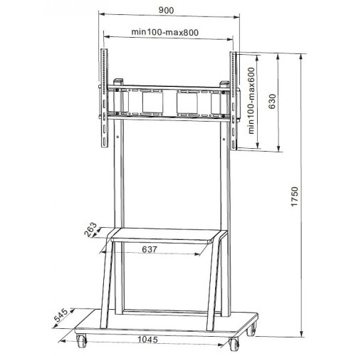 TECHLY STOJAK MOBILNY TV LED/LCD/PDP 55-100 CALI 150KG Z PÓŁKĄ ICA-TR30-8107446