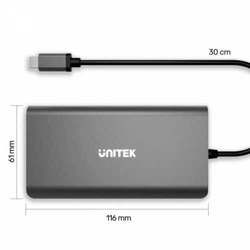 HUB 8-w-1 USB-C 3.1; HDMI; VGA; RJ45; SD; PD 100W; D1019B-8182138