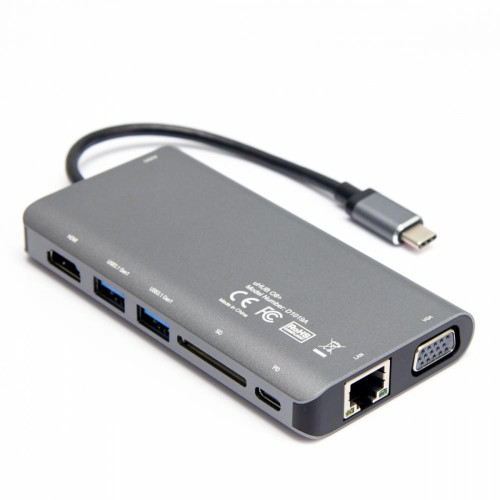 HUB 8-w-1 USB-C 3.1; HDMI; VGA; RJ45; SD; PD 100W; D1019B-8182139