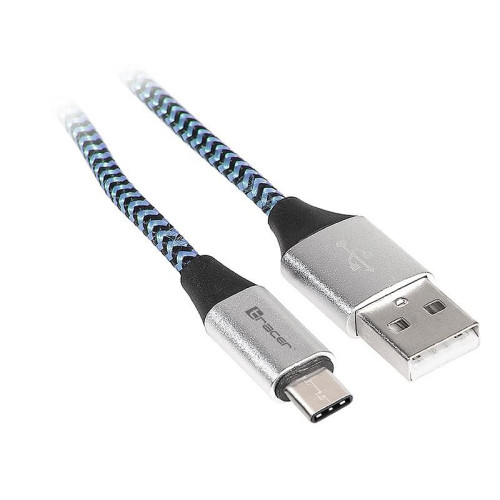 Kabel USB 2.0 Type-C A męski - C męski 1,0m czarno-niebieski-819386