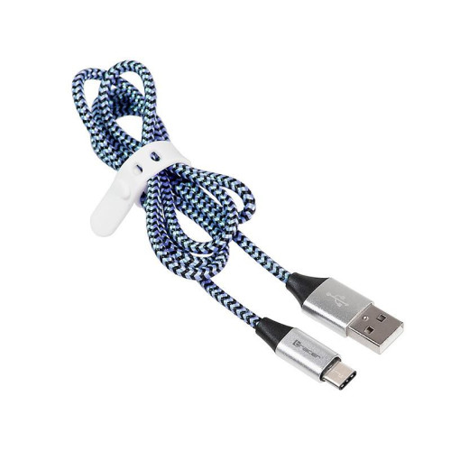 Kabel USB 2.0 Type-C A męski - C męski 1,0m czarno-niebieski-819387
