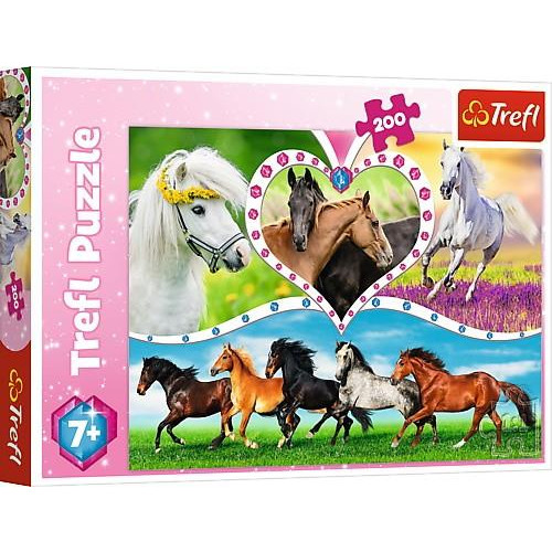 Puzzle 200 elementów - Piękne konie-821705