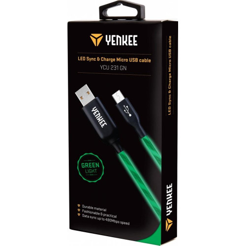 Kabel YCU 231 zielony LED Micro USB LED 2.0-827618