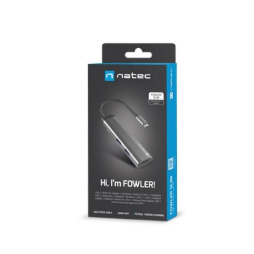 NATEC MULTIPORT FOWLER SLIM USB-C->HUB USB 3.0 X2, HDMI 4K, USB-C PD NMP-1984-8280635