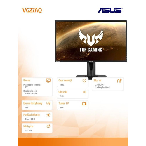 Monitor 27 VG27AQ WQHD IPS HDMI DP 1ms 155Hz-833101