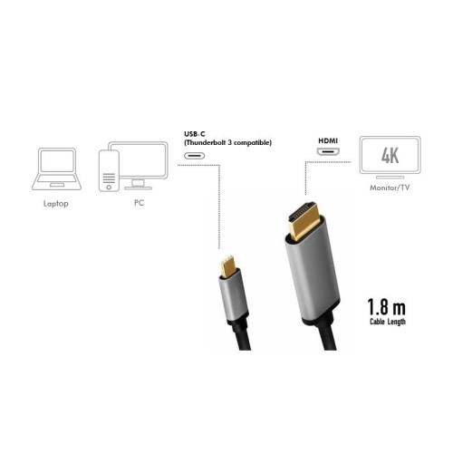 Kabel USB-C do HDMI, 4K 60Hz aluminiowy 1.8m -8366406