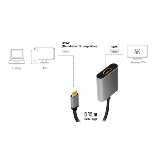 Adapter USB-C do HDMI/F ,4K/60Hz aluminiowy 0.15m -8366416