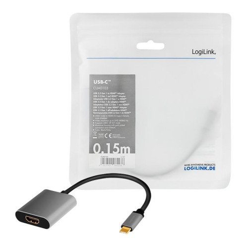 Adapter USB-C do HDMI/F ,4K/60Hz aluminiowy 0.15m -8366418