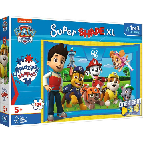 Puzzle 104 elementy XL Super Shape Psi przyjaciele, Psi Patrol-8369069