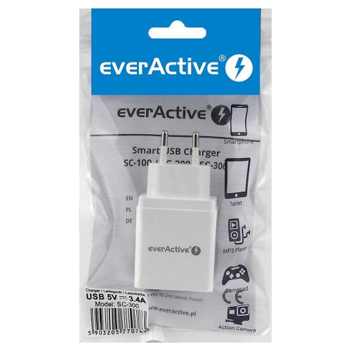 Ładowarka sieciowa everActive SC-300 (USB; kolor biały)-851345