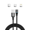 Kabel magnetyczny USB - USB typ C, Micro i Lightning, czarny, 1m, CL-152-8552966