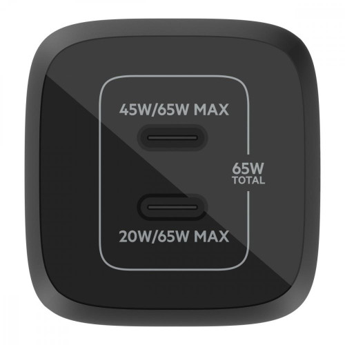 Ładowarka podwójna ścienna 65W USB-C GAN z PPS czarna-8555183