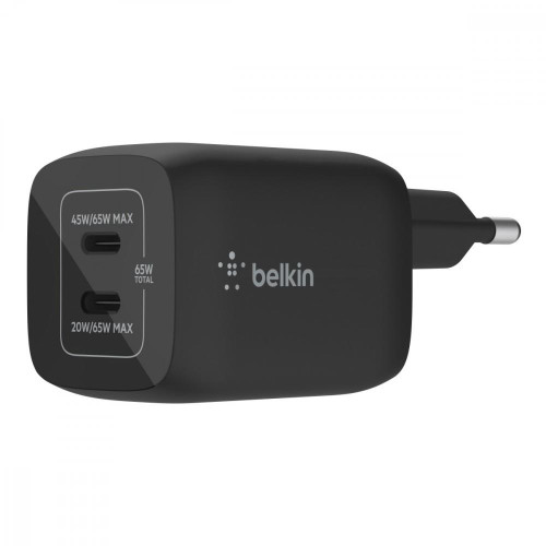Ładowarka podwójna ścienna 65W USB-C GAN z PPS czarna-8555184