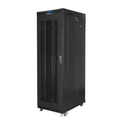 Szafa rack stojąca 19 cali 27U 800x1200 czarna drzwi perforowane LCD FLAT PACK -8557258