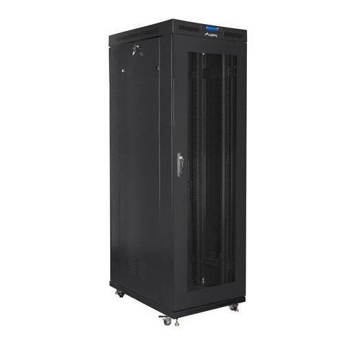 Szafa rack stojąca 19 cali 27U 800x1200 czarna drzwi perforowane LCD FLAT PACK-8557261