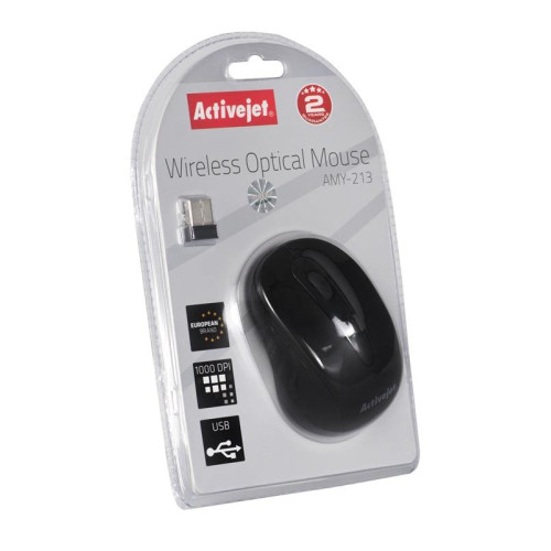 Activejet Mysz bezprzewodowa USB AMY-213 (optyczna; 1600 DPI; kolor czarny)-857029