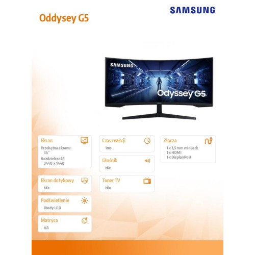 Monitor 34 cale LC34G55TWWPXEN VA 3440x1440 Ultra WQHD 21:9 format kinowy 1xHDMI/1xDP 1 ms (MPRT) zakrzywiony 165Hz Gaming 2 lata d2d-8655660