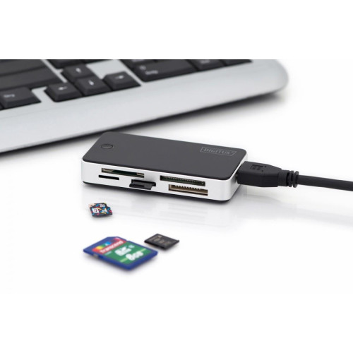 Czytnik kart 5-portowy USB 3.0 SuperSpeed, All-in-one, Czarno-srebrny-8655929