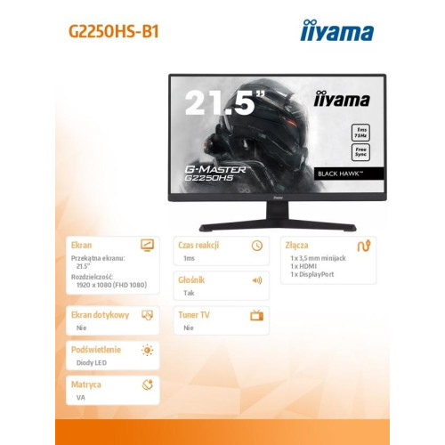 Monitor 21.5 cala G-MASTER G2250HS-B1 1ms,HDMI,DP,FSync,2x2W,VA -8656034