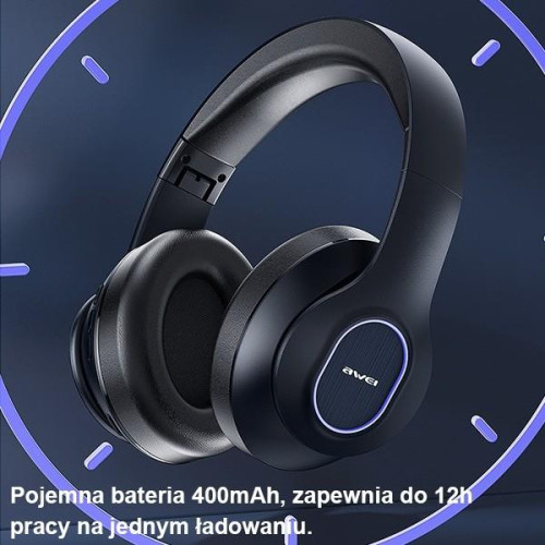 Słuchawki Bluetooth A100BL Nauszne Black-8656055