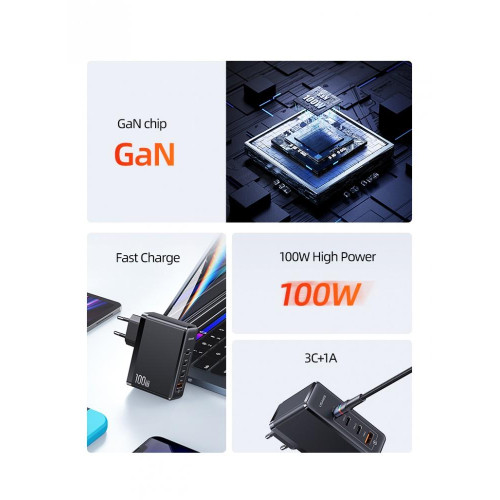 Ładowarka sieciowa GaN 100W PD 3xUSB-C/ USB T50 -8656969