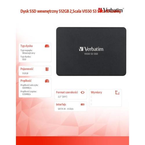 Dysk SSD wewnętrzny 512GB 2,5cala VI550 S3 Sata III czarny -867241