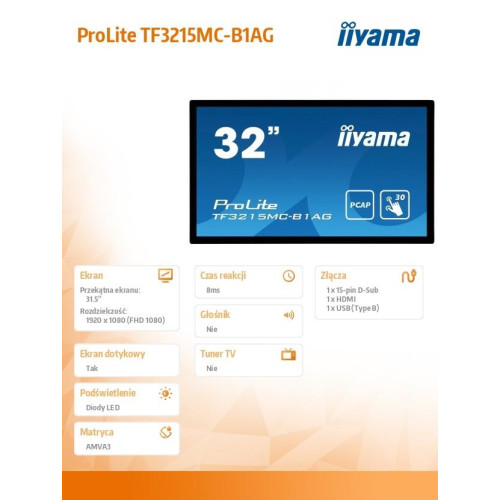Monitor 32 TF3215MC-B1AG pojemnościowy 30PKT AMVA 24/7 IP65-868045