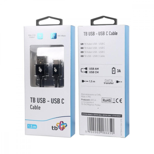 Kabel USB-USB C 1.5m czarny sznurek premium-8786989