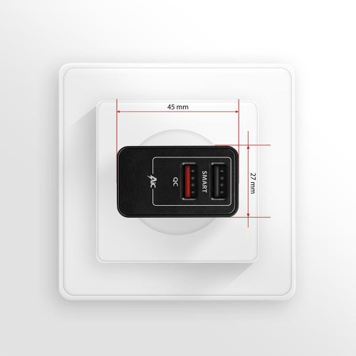 ACU-QS24 Ładowarka sieciowa QC 24W, 2x port USB--A, QC3.0/AFC/FCP + 5V/1.2A-8787679