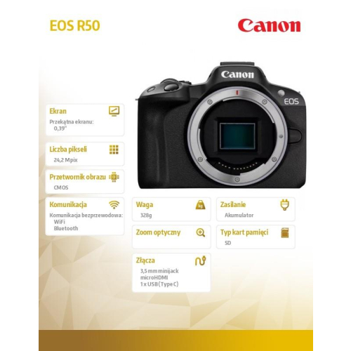 Aparat bezlusterkowy EOS R50 Body czarny 5811C003-8788320