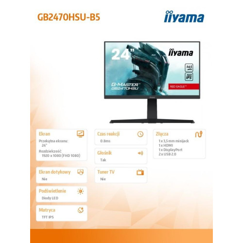 Monitor 24 cale GB2470HSU-B5 0.8ms,IPS,DP,HDMI,165Hz,HAS(150mm) -8788928