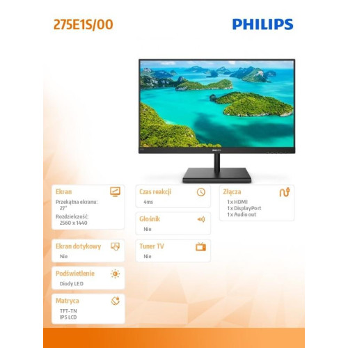 Monitor 275E1S 27'' IPS HDMI DP FreeSync -880872