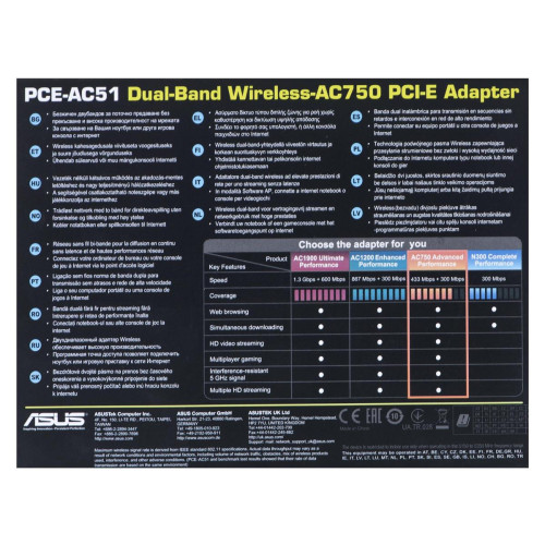 Karta sieciowa ASUS PCE-AC51 (PCI-E)-889876