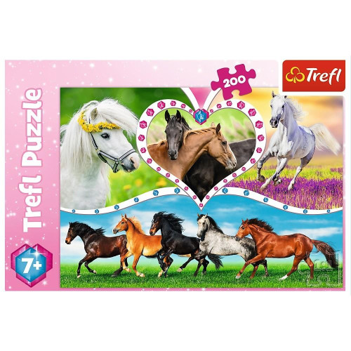 Puzzle 200 elementów - Piękne konie-8928450