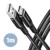 BUCM-AM10AB Kabel USB-C - USB-A, 1.0m USB 2.0, 3A, ALU, oplot Czarny-8932142