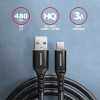 BUCM-AM10AB Kabel USB-C - USB-A, 1.0m USB 2.0, 3A, ALU, oplot Czarny-8932143